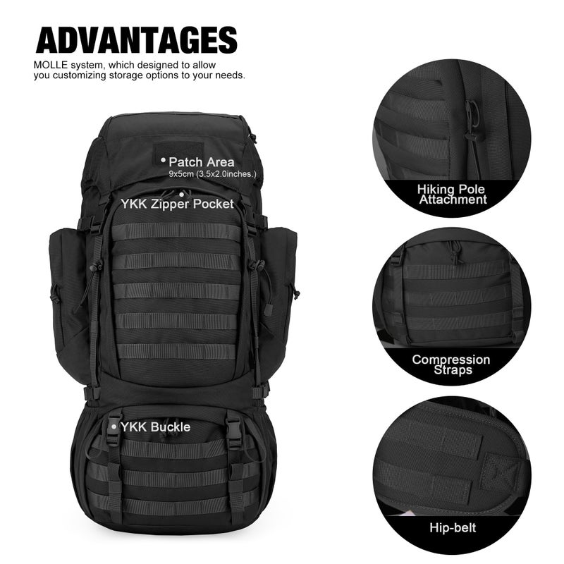 Mardingtop 60L Military Internal Frame Backpack for Hiking,Camping,Hunting,Rucksack Backpack with Rain Cover - Image 3